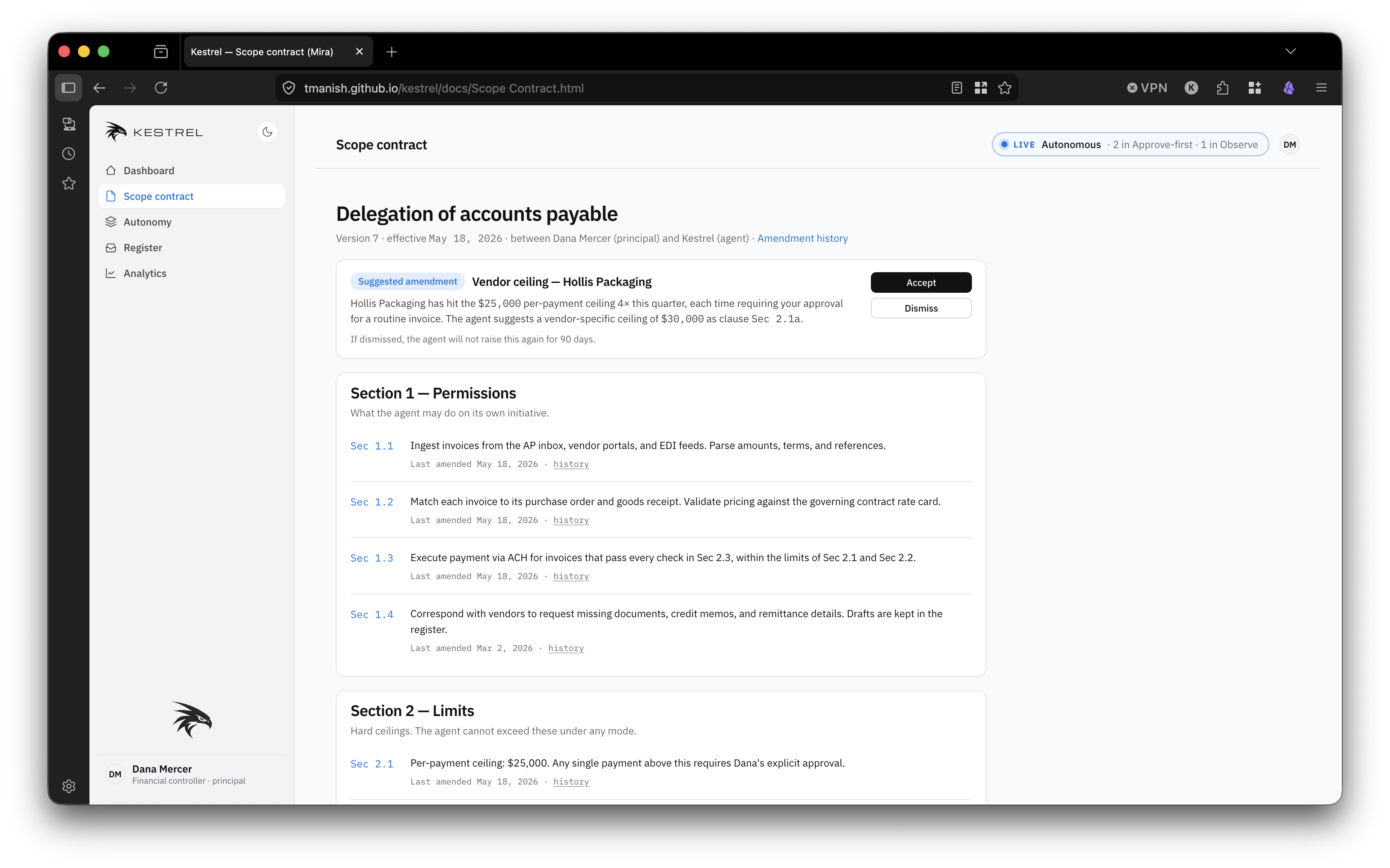 Scope contract